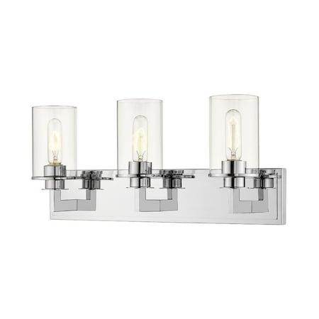Z-Lite Savannah 3 Light Vanity, Chrome & Clear 462-3V-CH